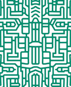 Abstract Geometric Teal Maze Pattern Rug