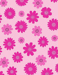 Pink Floral Pattern With Swirl Centers Rug
