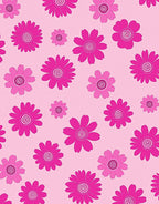 Pink Floral Pattern With Swirl Centers Rug