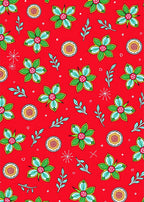 Red Floral and Leaf Medallion Rug
