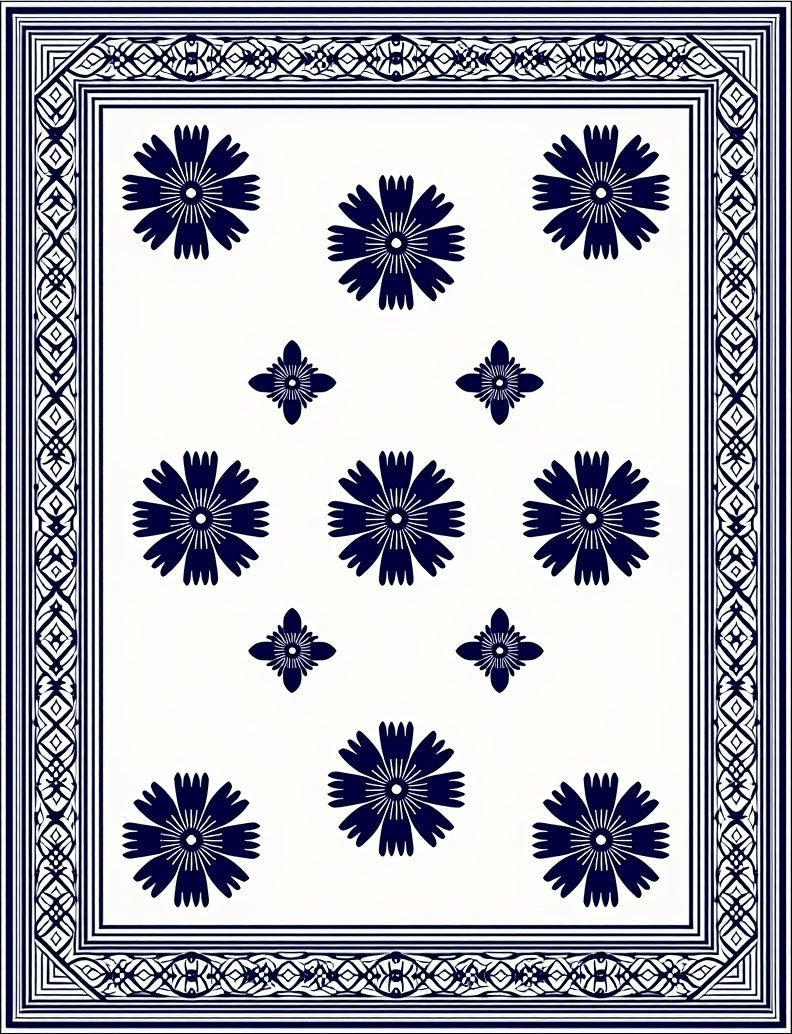 Classic Floral Border Design Rug