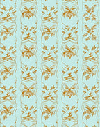 Elegant Gold Floral Vertical Stripe Design Rug