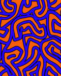 Bold Blue Orange Abstract Swirl Pattern Rug