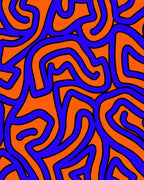 Bold Blue Orange Abstract Swirl Pattern Rug