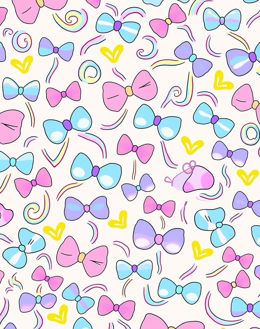 Pastel Bows and Hearts Pattern Rug