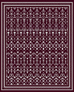 Dark Red White Intricate Pattern Design Rug