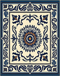 Navy Gold Floral Sunburst Medallion Rug