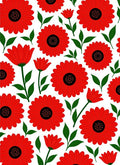 Bold Red Floral Pattern Rug