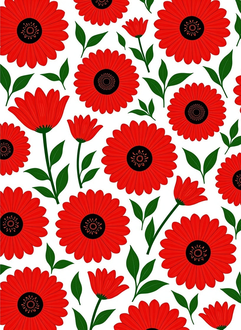 Bold Red Floral Pattern Rug