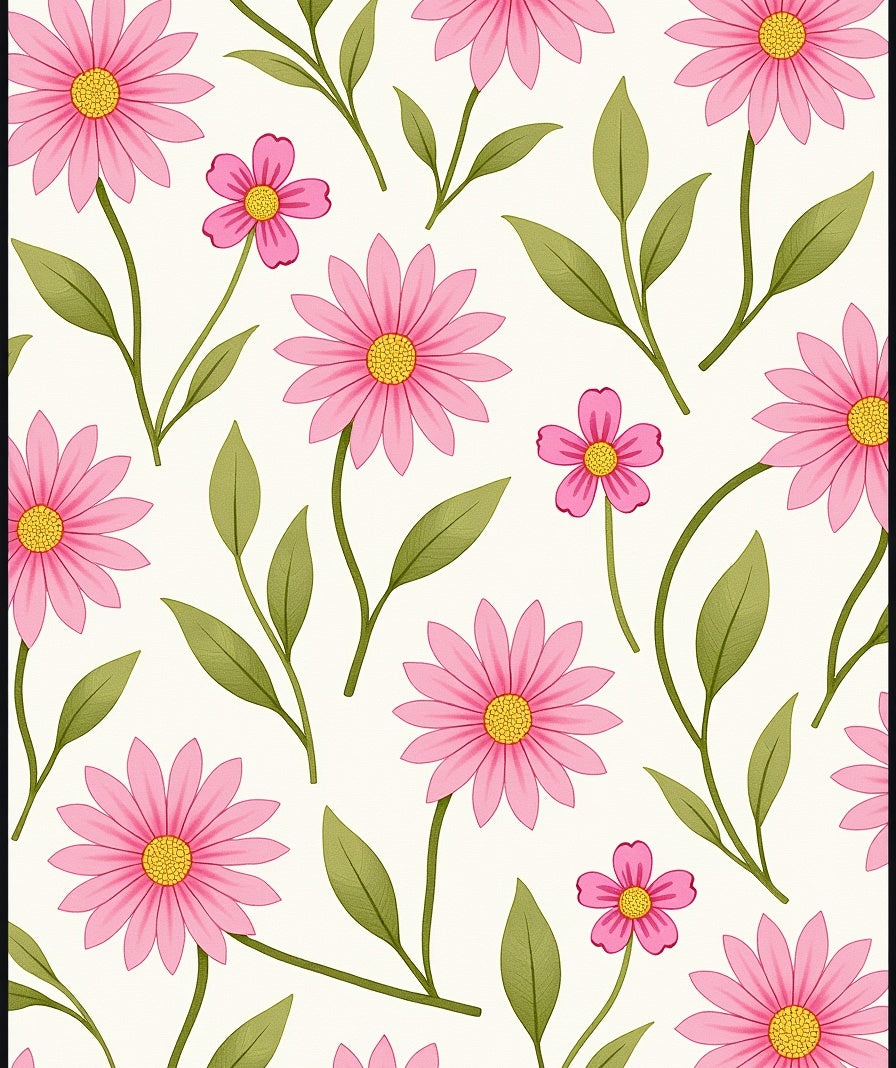 Pink Floral Ditsy Pattern Rug