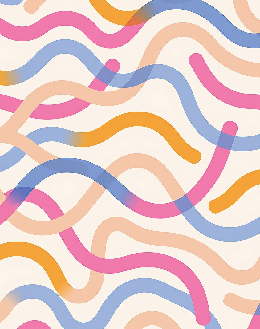 Playful Wavy Pastel Lines Rug