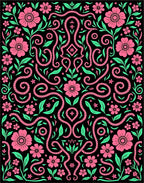 Vibrant Snake Floral Pattern Design Rug