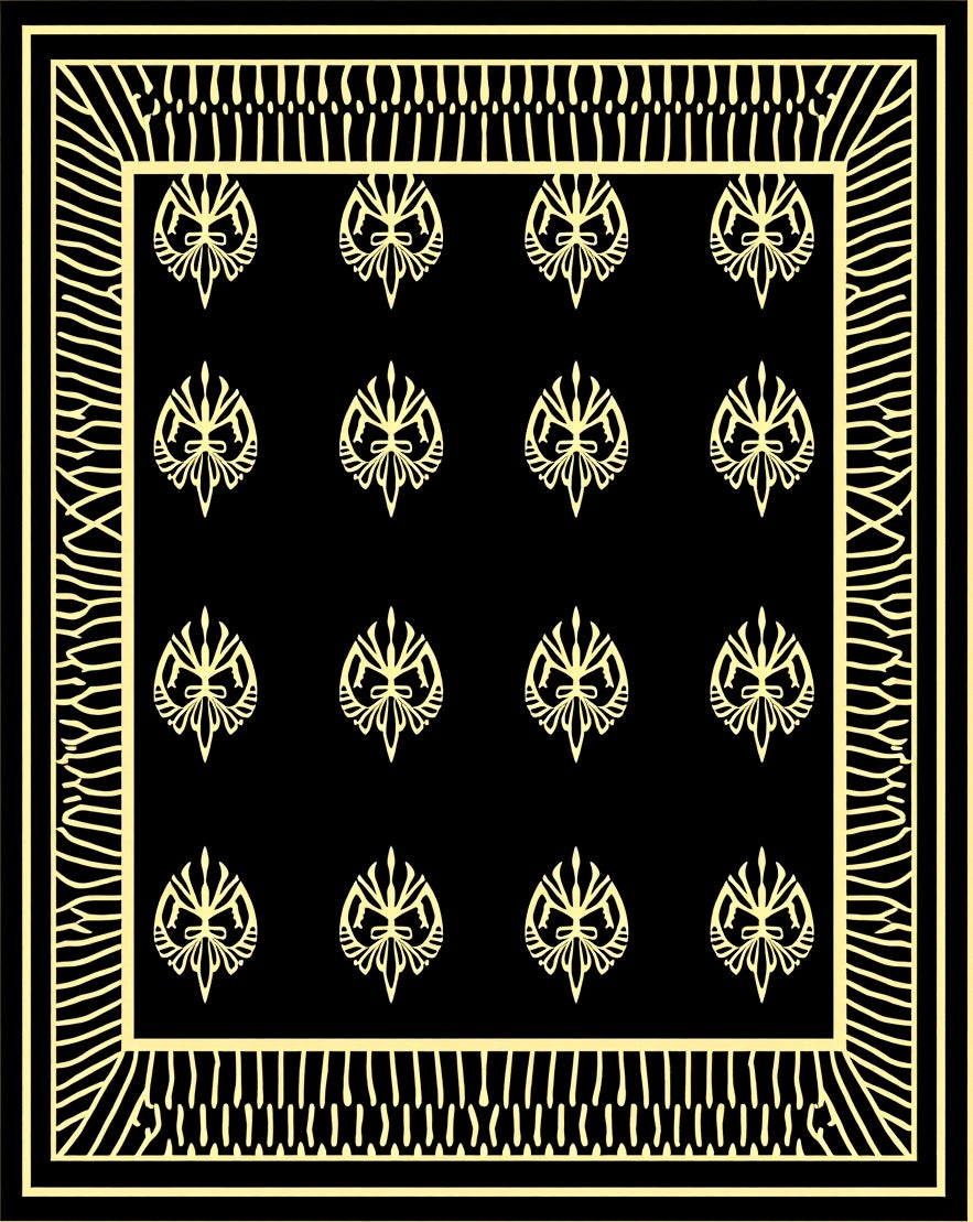 Black And Yellow Floral Pattern Rug