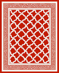 Bold Red White Geometric Pattern Rug