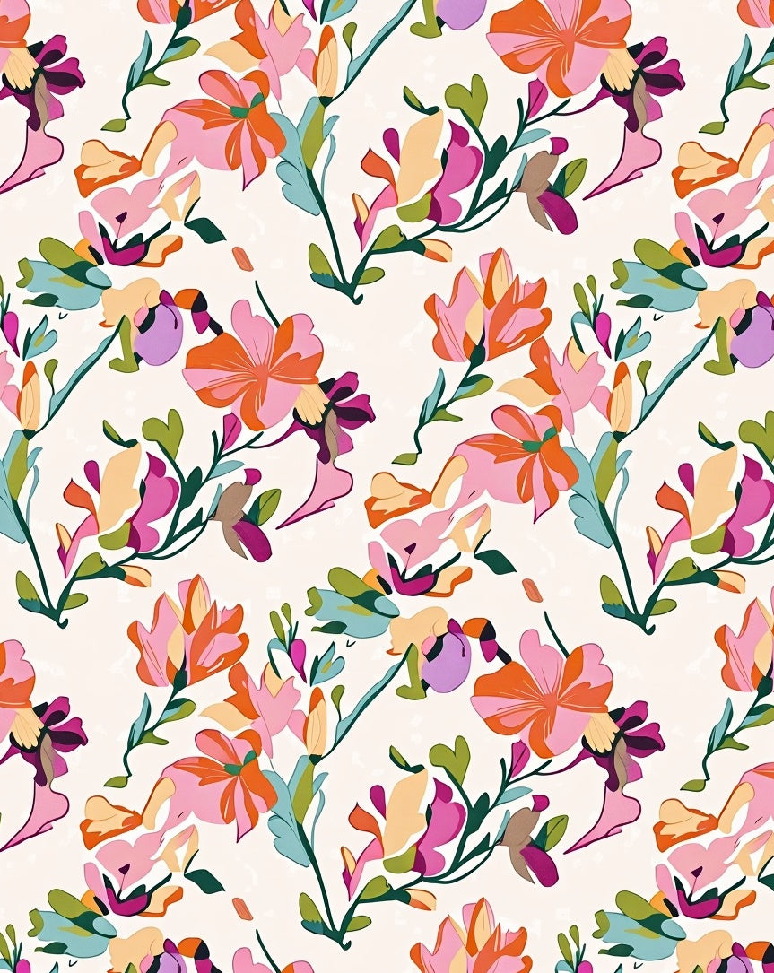 Vibrant Floral Silhouette Abstract Rug