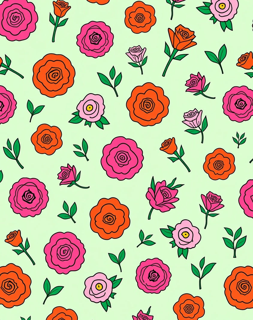 Floral Rose Pattern Delight Rug