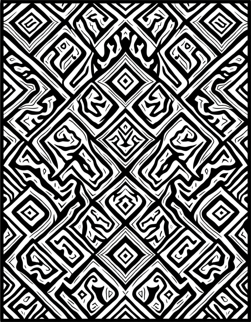 Bold Black White Abstract Pattern Rug