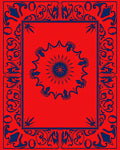 Red Navy Art Nouveau Border Rug