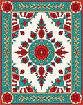 Rich Floral Medallion Red Teal Rug