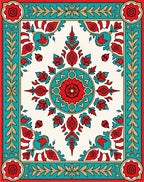 Rich Floral Medallion Red Teal Rug