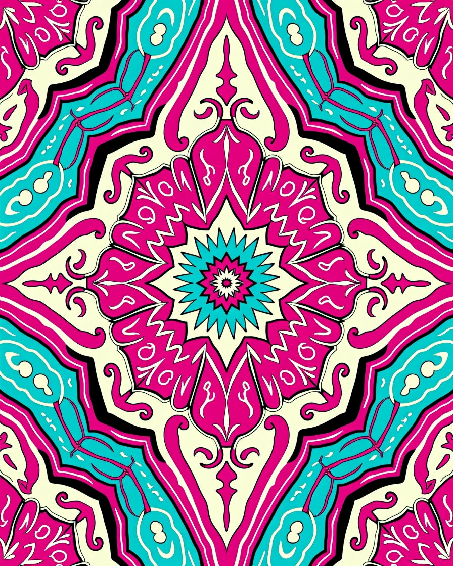 Mandala Style Floral Graphic Design Rug
