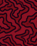 Abstract Wavy Red Contour Pattern Rug
