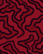 Abstract Wavy Red Contour Pattern Rug