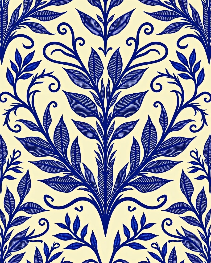 Royal Blue Art Nouveau Floral Rug