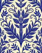Royal Blue Art Nouveau Floral Rug