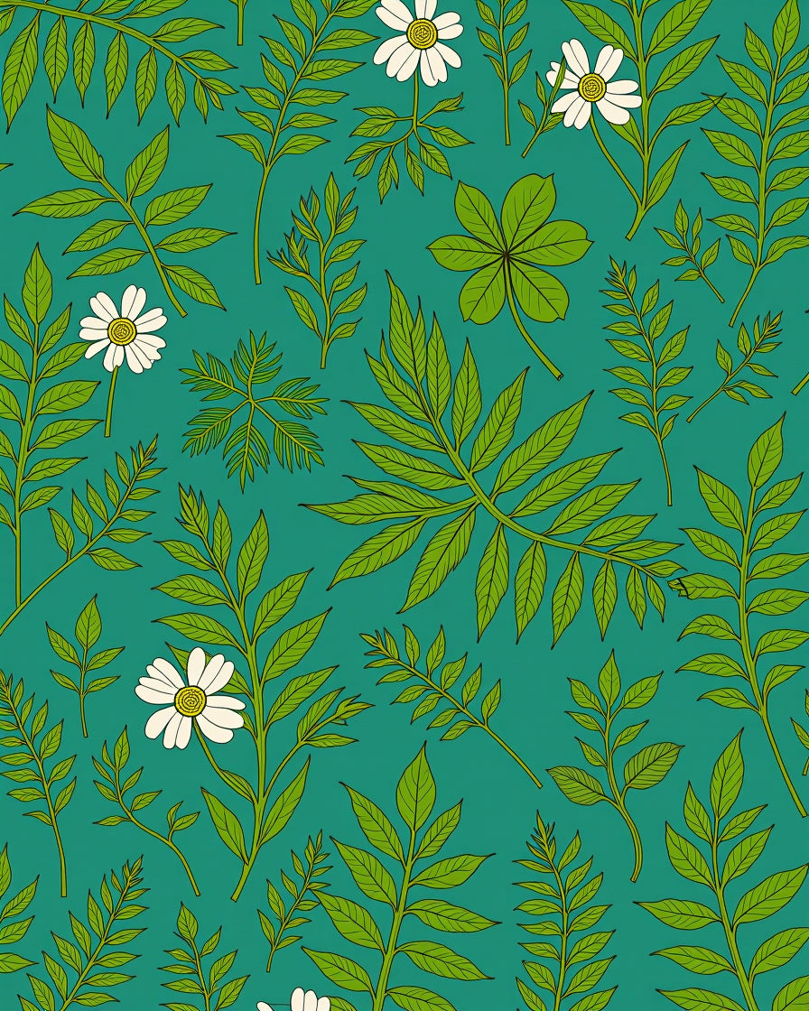Verdant Foliage And Daisy Pattern Rug