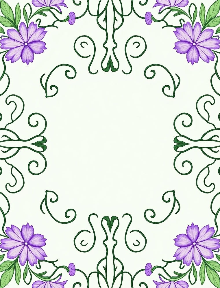 Elegant Lavender Floral Vine Crest Rug