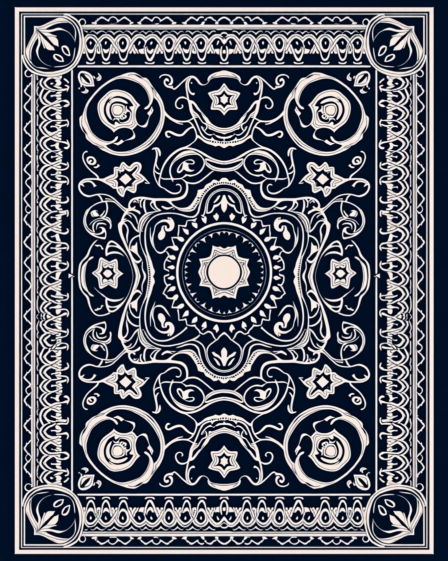 Intricate Vintage Floral Ornament Rug