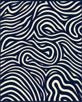 Dark Blue Beige Swirl Pattern Design Rug