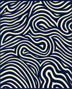 Dark Blue Beige Swirl Pattern Design Rug