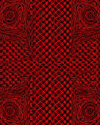 Bold Red Black Abstract Pattern Rug