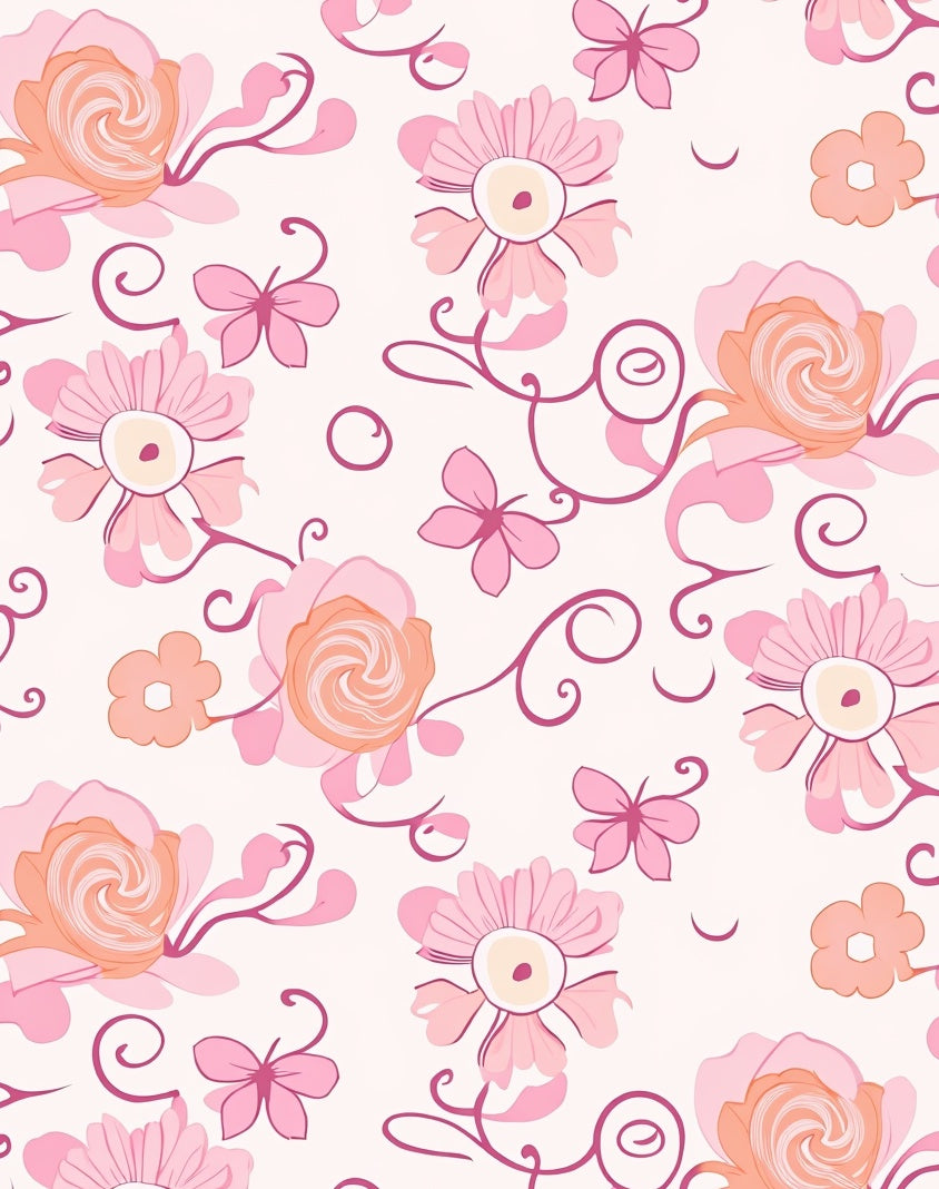 Pink Floral And Butterfly Pattern Rug