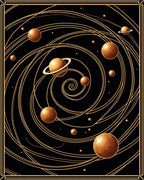 Cosmic Spiral Planet Pattern Design Rug