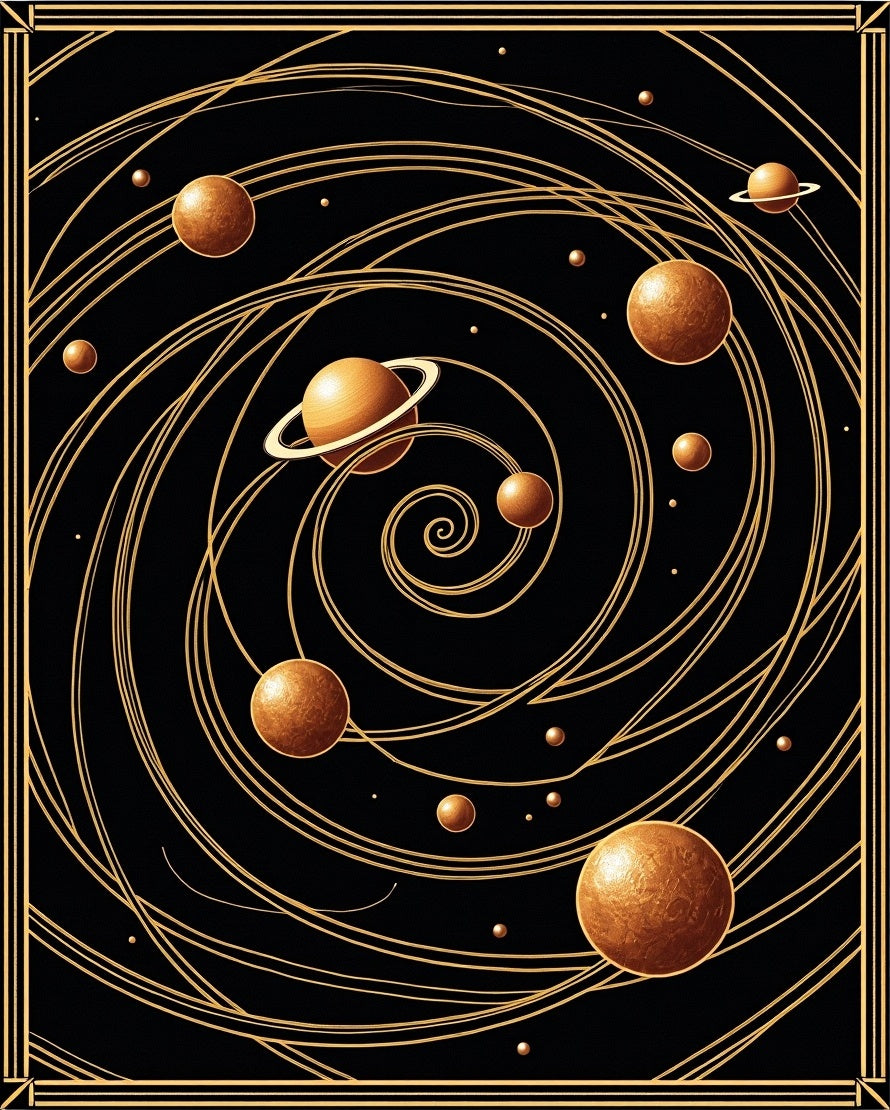 Cosmic Spiral Planet Pattern Design Rug