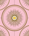 Pink Sunburst Geometric Pattern Rug