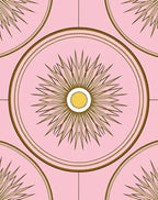 Pink Sunburst Geometric Pattern Rug