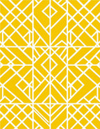 Yellow White Geometric Art Deco Pattern Rug