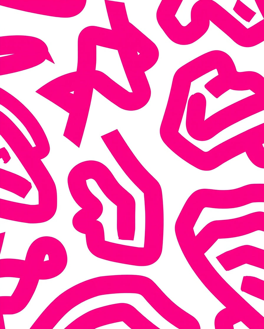 Abstract Pink White Curve Pattern Rug