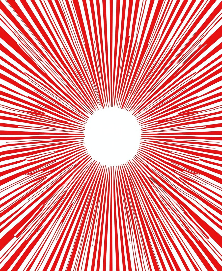 Radiant Sunburst Red And White Pattern Rug