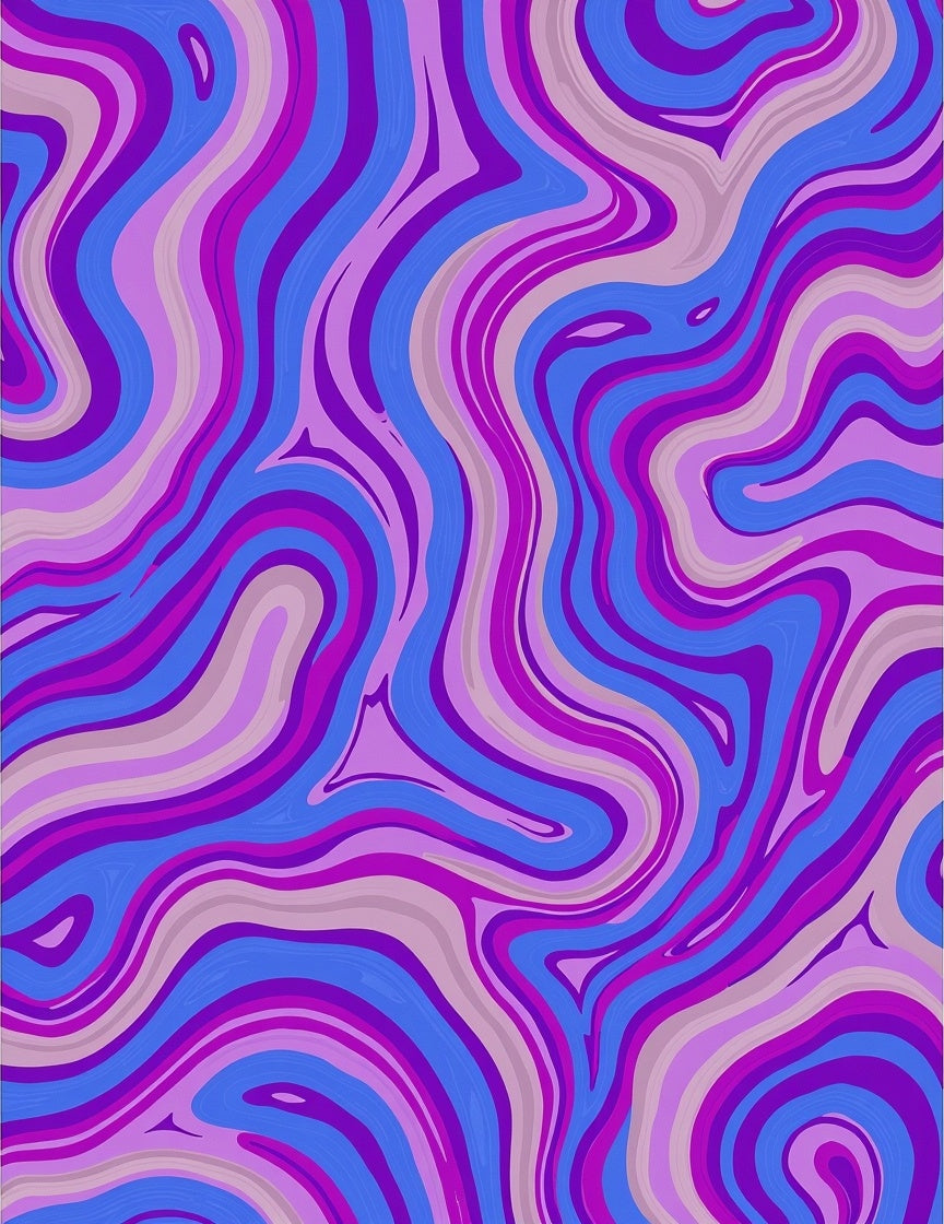 Abstract Purple Blue Wavy Pattern Rug