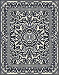Black Ivory Ornamental Medallion Border Rug