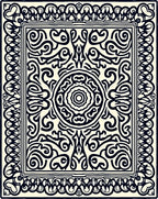 Black Ivory Ornamental Medallion Border Rug