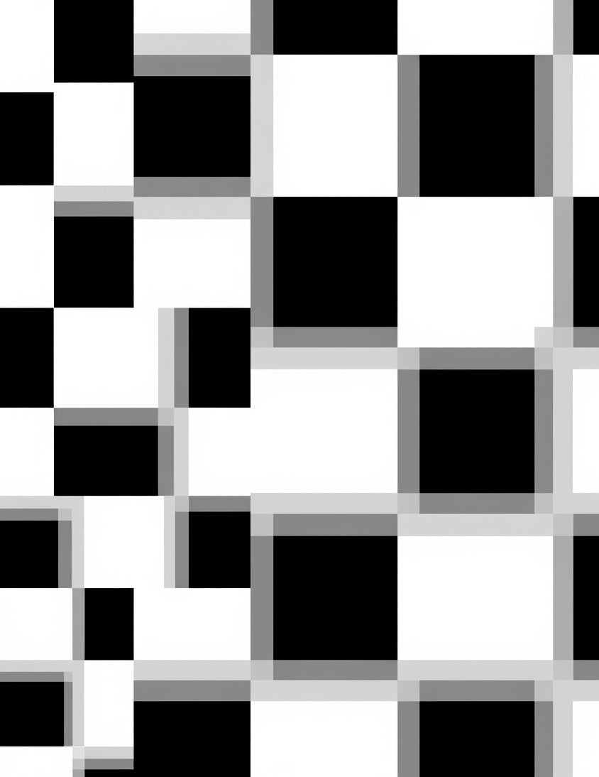 Abstract Black White Checkered Art Rug