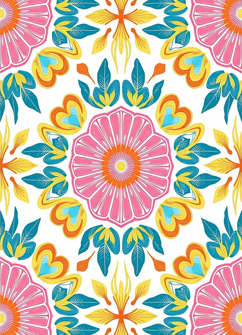 Vibrant Floral Mandala Pattern Rug