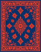 Ornate Floral Scrollwork Pattern Rug