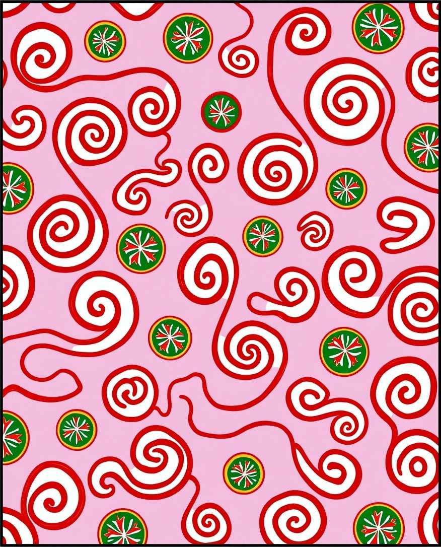 Retro Red Swirl Candy Medallion Rug